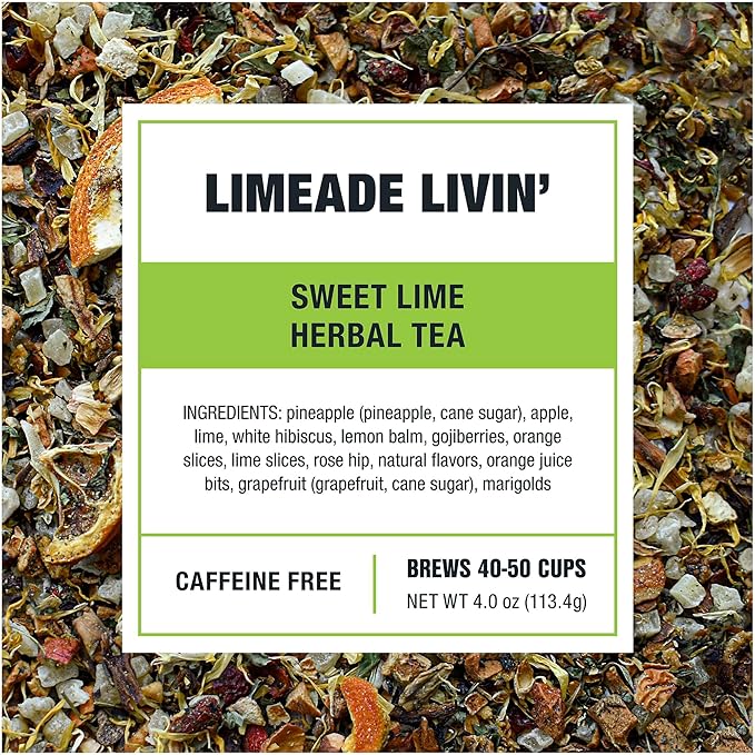 Tiesta Tea - Limeade Livin, Loose Leaf, Sweet Lime Herbal Tea, Non-Caffeinated Fruit Blend, Makes Hot or Iced & Up to 50 Cups, 4oz Refillable Tin - Bloomnest