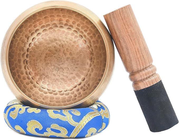 Tibetan Singing Bowl Set-Authentic Cuencos Tibetanos for Sound Healing, Meditation & Chakra Balancing - Includes Cushion, Mallet-Unique Spiritual Gifts for Women and Men (4.5 Inch Bowl) LNYSI