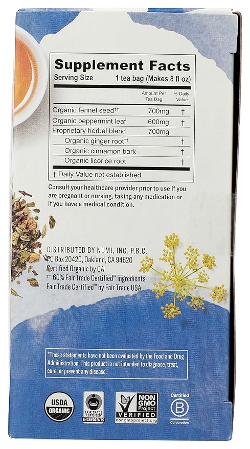Numi Organic Congest Away Herbal Tea – 16 Herbal Tea Bags – Caffeine Free Cooling Blend with Fennel Peppermint Ginger Cinnamon & Licorice for Soothing Respiratory Comfort - Bloomnest