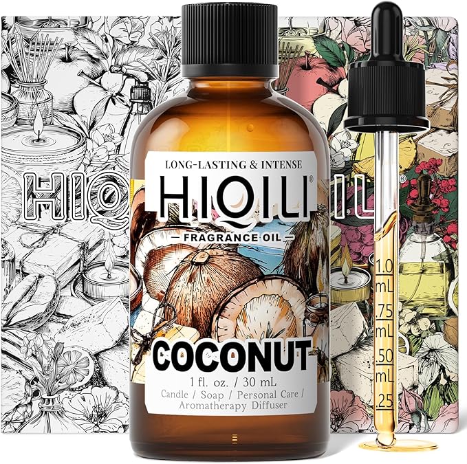 HIQILI Coconut Fragrance Oil for Home Diffuser, Ideal for Making Candle, Soap, Body Spray, Women's Perfume, Creamy Scents - 1 Fl Oz - Bloomnest