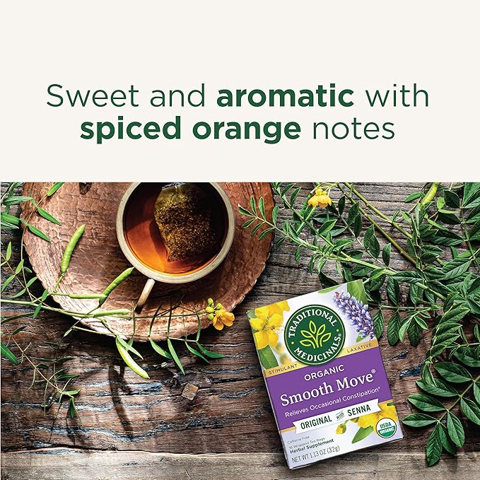 Traditional Medicinals Tea, Organic Smooth Move, Relieves Occasional Constipation, Senna, 96 Tea Bags (6 Pack) - Bloomnest