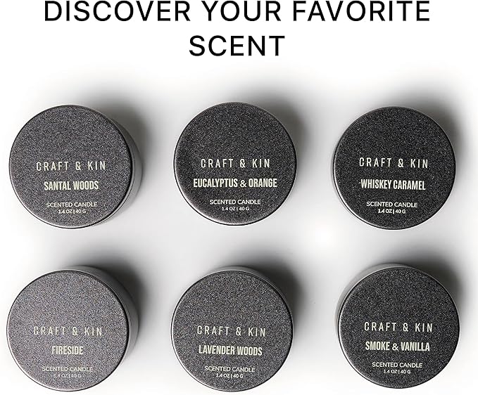 Craft & Kin Scented Votive Candle Gift Set of 6 | Small Luxury Fall Scented Candles Gift Set for Home | Candle Box with Assorted Scents | 15–20 Hour Burn Each - Bloomnest