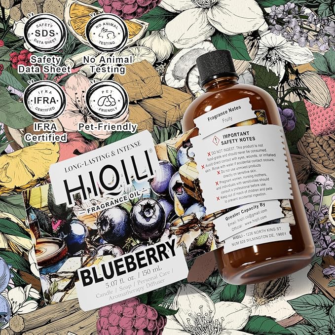 HIQILI Blueberry Fragrance Oil for Candle & Soap Making, Fruity Scents for Reed Diffuser Oil Refill, Add to Lotion, Body Wash - 5.07 Fl Oz - Bloomnest