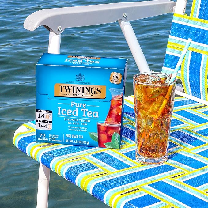 Twinings Black Iced Tea, 72 Oversized Tea Bags, Makes 18 Pitchers or 144 Servings, Unsweetened, Caffeinated, 72 Count (Pack of 2) - Bloomnest