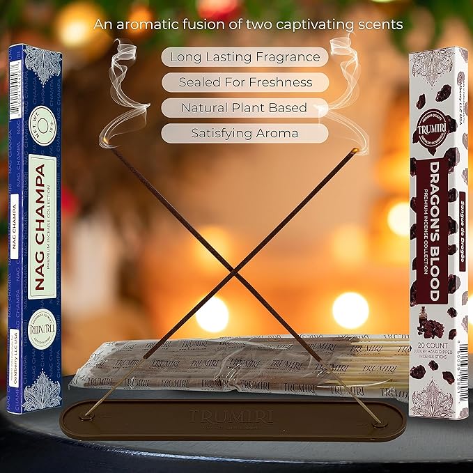 Trumiri Incense Sticks - Combo Pack of 35 Insence-Sticks - 15 Nag Champa + 20 Dragons Blood - Insenses - Insents - Incents - Inscense - Incence - Incienso - All Natural Incense Sticks TRUMIRI