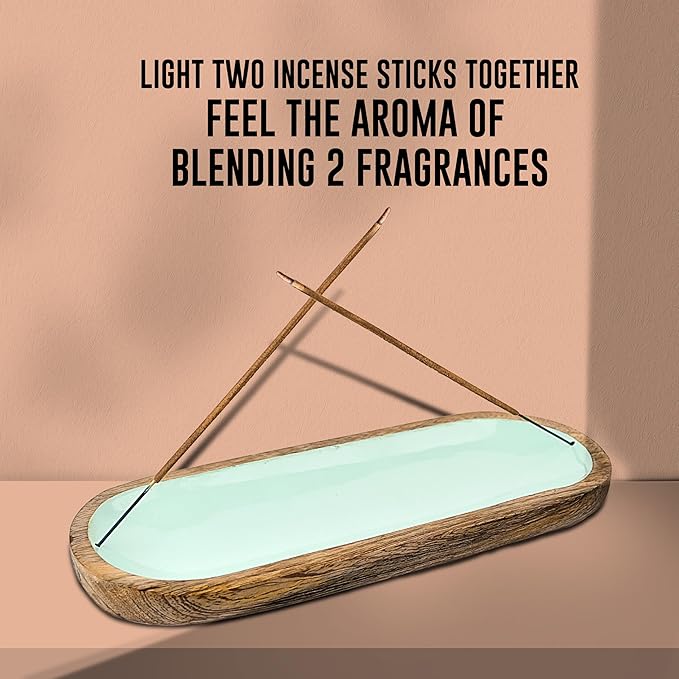 Hand Painted Incense Holder-Incense Burner/Ash Catcher/Handmade Wooden Insence Tray – Modern Gift Home/Room/Kitchen Décor Size 11x4x1.5 Inches