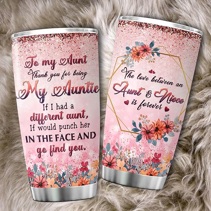Thank You For Being My Auntie Coffee Tumbler 20oz Vintage Flower Floral Print Coffee Cup With Lid Stainless Steel Travel Mug Aunt Gifts From Niece Birthday Present For Aunts - Bloomnest