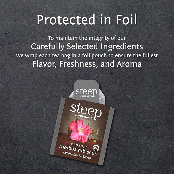 steep by Bigelow Organic Rooibos Hibiscus Herbal Tea, Caffeine Free, 20 Count (Pack of 6), 120 Total Tea Bags - Bloomnest
