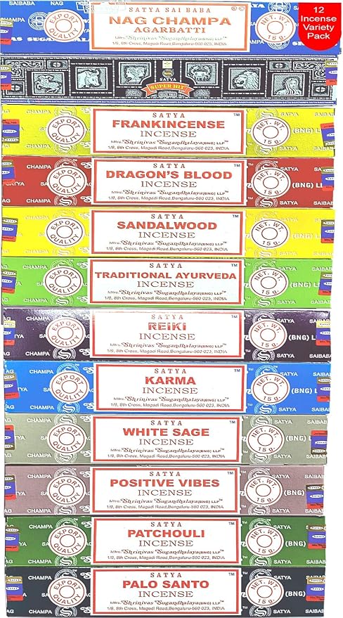 Nag Champa Incense Sticks Variety- Pack (12 Incenses, 140+ Sticks) Bloomnest