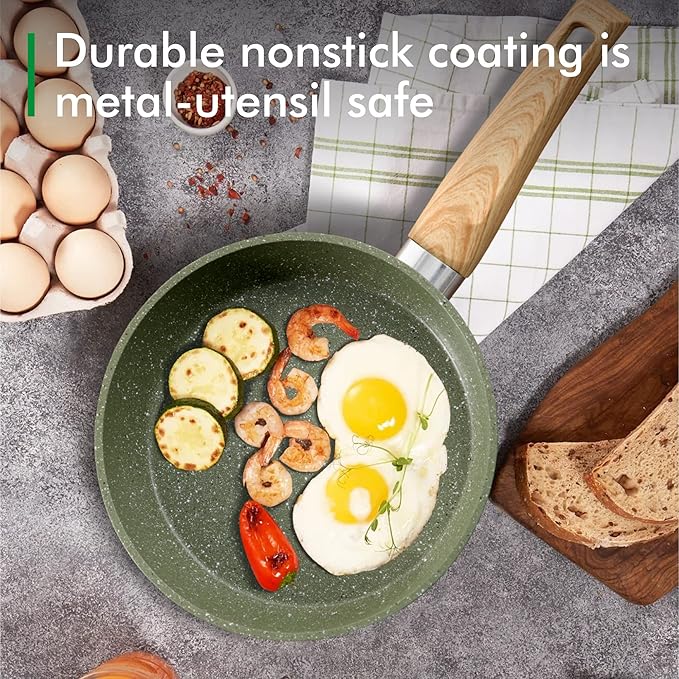 MAISON ARTS Pots and Pans Set Non Stick, 12 Piece Green Granite Kitchen Cookware Induction Compatible, Pot and Pan Sets for Cooking Nonstick - Bloomnest