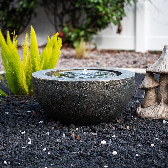 Xbrand 19.8" W Round Polyresin Indoor/Outdoor Sphere Water Fountain w/LED Light - Bloomnest