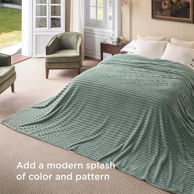 Bedsure GentleSoft Large Fleece Blanket for Bed - Cozy Soft Throw Blankets for Women, Cute Large Throws for Girls, Sage Green, 120x120 Inches - Bloomnest