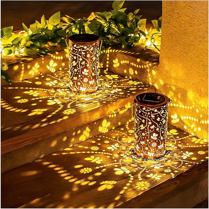 Bee Solar Lanterns Outdoor Waterproof Hanging Solar Lights Bee Gifts for Women Men Metal Decorative LED Bee Lanterns for Garden Decor,Yard,Patio,Lawn,Tabletop,Pathway,Landscape - Bloomnest