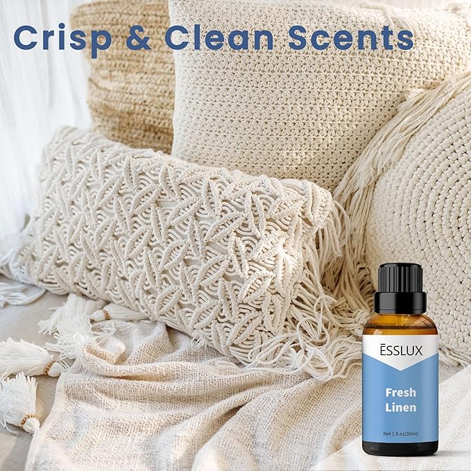 Fresh Linen Fragrance Oil - ESSLUX Aromatherapy Essential Clean Scented Oils for Diffuser, Massage, Soap, Candle Making Scents, Perfume, Home Fragrance, 30 ml - Bloomnest