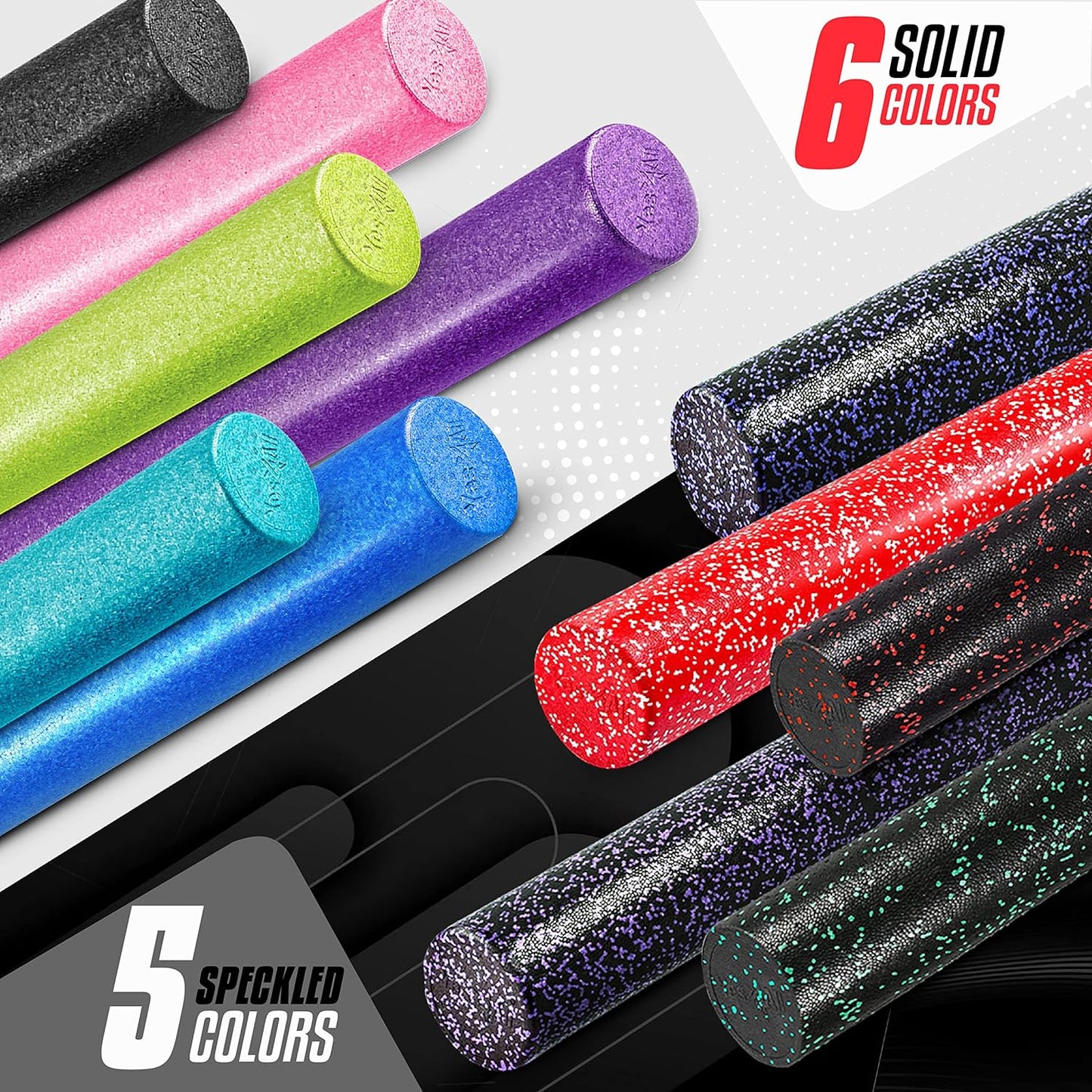 Yes4All High-Density EPP Round Back Roller Foam, Exercise Foam Roller for Yoga, Pilates & Stretching - 12, 18, 24, 36 inch