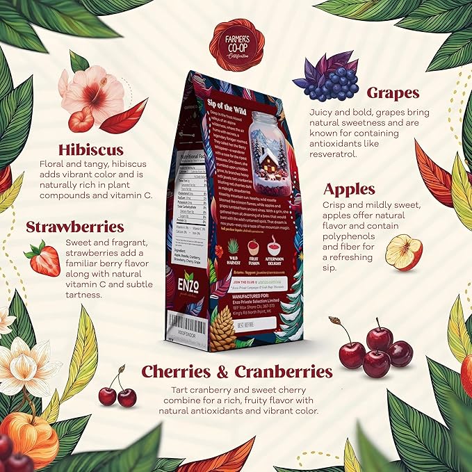 ENZO Tea Master Reserve - Alpine Wildberry (4oz) a Cherry Cranberry Secret Recipe | Mountain-Foraged Wild Berry Hibiscus | Loose Leaf Caffeine Free 37 Servings - Bloomnest