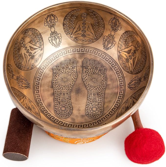 Large Tibetan Singing Bowl Set - 8.5" Master Healing Grade For Sound Bath Chakra 7 Metal Meditation Yoga By Himalayan Bazaar - Bloomnest