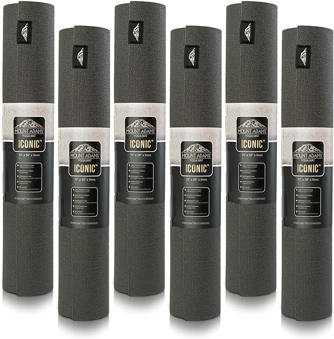 Mount Adams 6 Pack Iconic 5mm Yoga Mat - The Mat That Speaks for Itself - 72" x 24", High-Density, Slip-Resistant Exercise Mat - Unique Texture for Superior Grip for Yoga, Pilates, Fitness - Bloomnest
