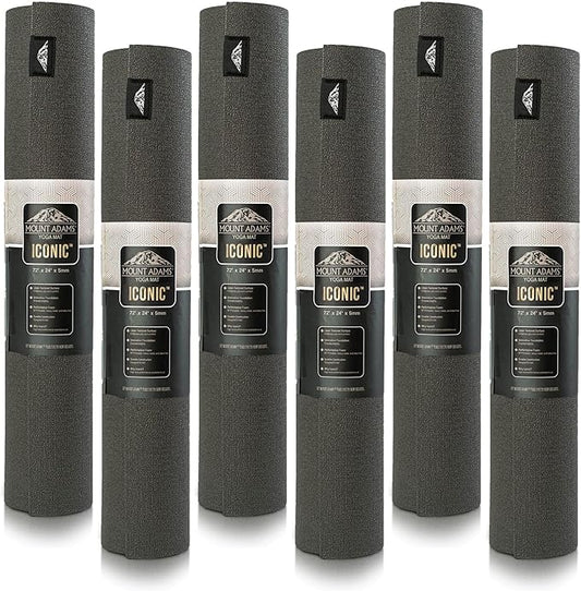 Mount Adams 6 Pack Iconic 5mm Yoga Mat - The Mat That Speaks for Itself - 72" x 24", High-Density, Slip-Resistant Exercise Mat - Unique Texture for Superior Grip for Yoga, Pilates, Fitness - Bloomnest