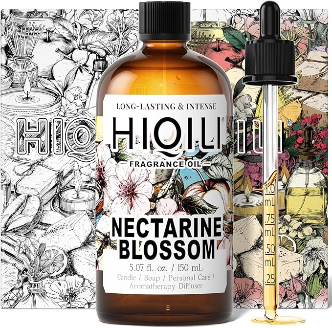HIQILI Nectarine Blossom Fragrance Oil for Candle & Soap Making, Essential Oil Diffuser Use, Add to Body Lotion, Dryer Balls - 5.07 Fl Oz HIQILI