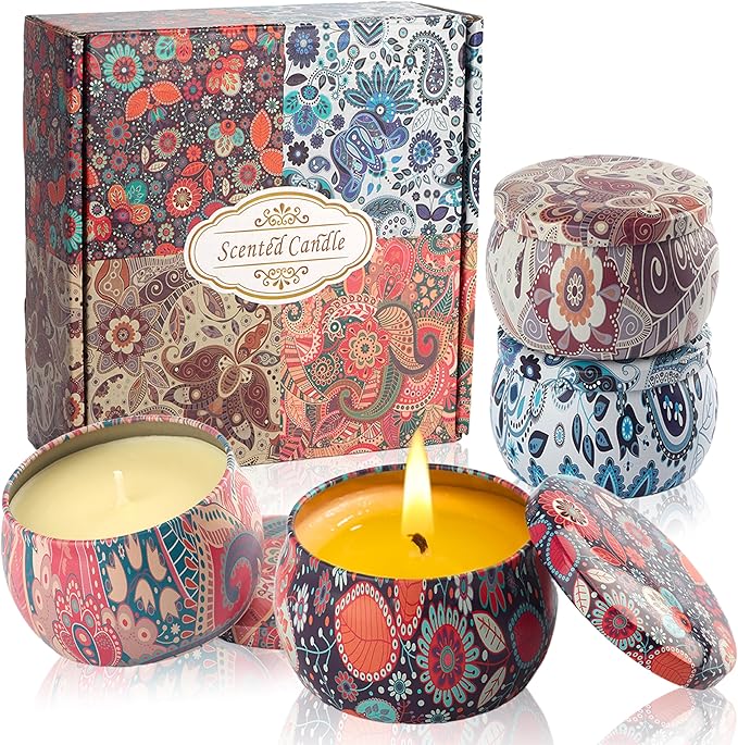 Scented Candles Gifts for Women - Soy Wax Natural Candle Set Aromatherapy Outdoor Indoor Small Aroma Candle Gift 4 PCS 4.4 Oz for Mothers Day Birthday Valentines Christmas Home Spa Bath Yoga - Bloomnest
