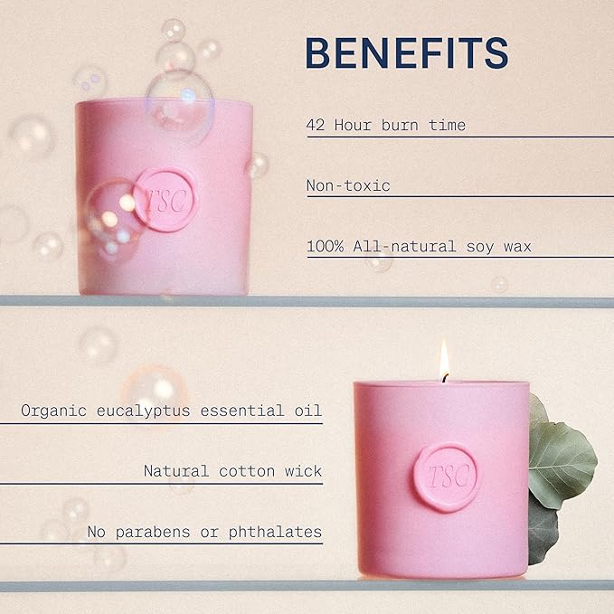 The Skinny Confidential Candle with Organic Eucalyptus Essential Oil - All-Natural Soy Wax Jar Candle - Non-Toxic Aromatherapy Candles for Home with Natural Cotton Wick - Paraben-Free & Non-GMO - Bloomnest