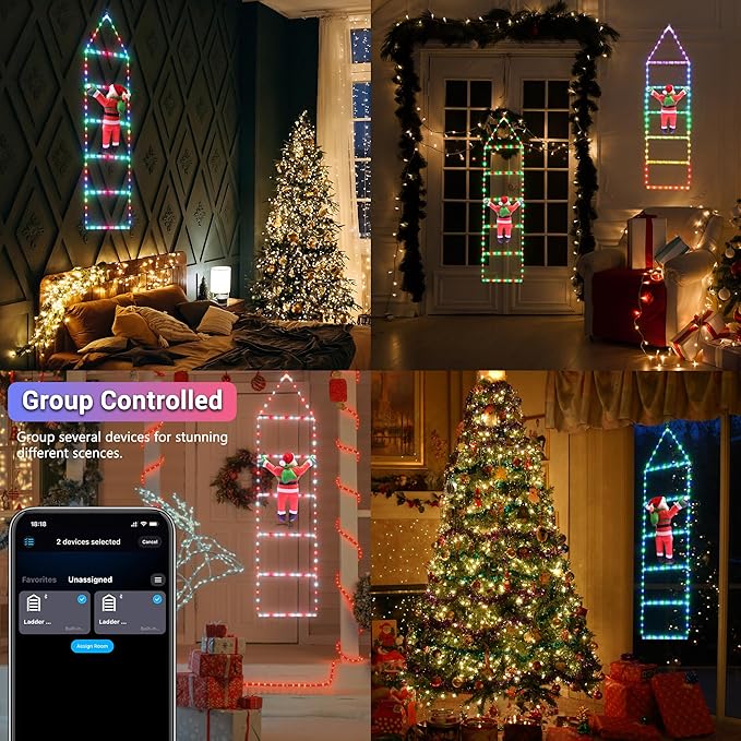 Toodour Christmas Decorations Lights, 3.3ft Smart RGB Christmas Decorative Lights with Santa Claus, Bluetooth & App Controlled Ladder Light - Music Sync Color Changing Xmas Light for Indoor Outdoor - Bloomnest