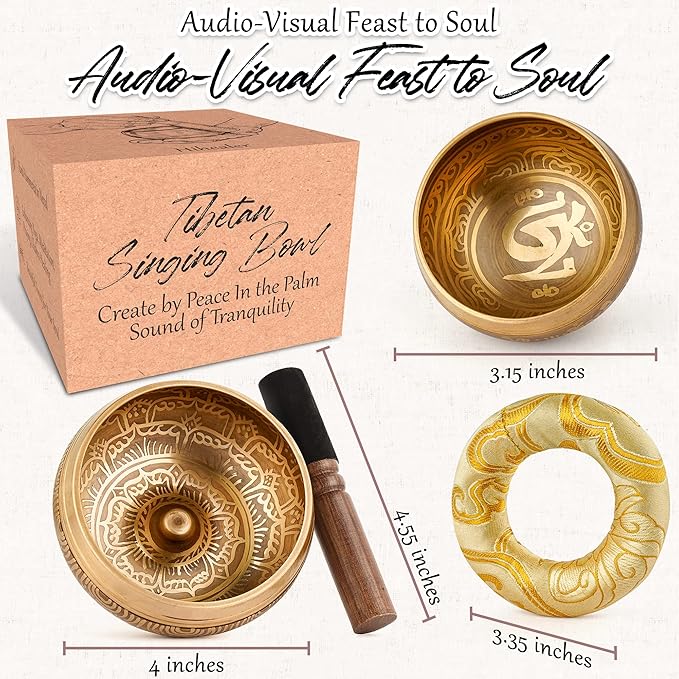 Tibetan Singing Bowl Set Authentic – 2-Pack Handmade in Nepal Sound & Meditation Bowl – Spiritual Decor for Yoga, Chakra Healing, Meditation Gifts, Unique Gifts for Women