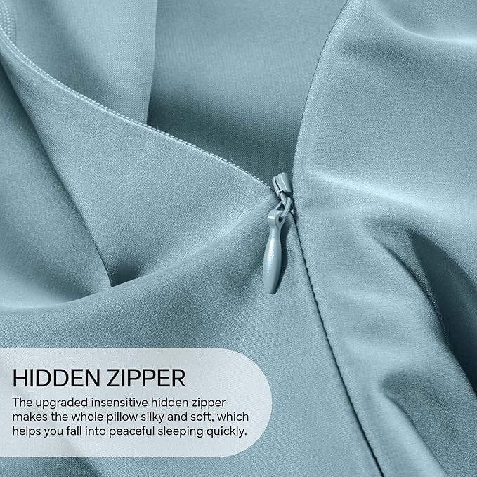 INFIIXSO Mulberry Silk Pillowcase for Hair and Skin, Silk Pillow Cases Queen Size Set of 2 with Hidden Zipper 20"x30", Ultra Smooth and Soft Cooling Pillow Cases for Hot Sleepers(Airy Blue, 2 Pack) - Bloomnest