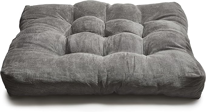 LANITI 24” Inch Extra Large Floor Cushions Tufted Floor Pillow for Adults Square Meditation Ultimate Comfort Oversized Pillows for Floor Cushion (Charcoal)
