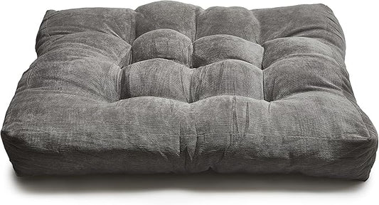 LANITI 24” Inch Extra Large Floor Cushions Tufted Floor Pillow for Adults Square Meditation Ultimate Comfort Oversized Pillows for Floor Cushion (Charcoal)