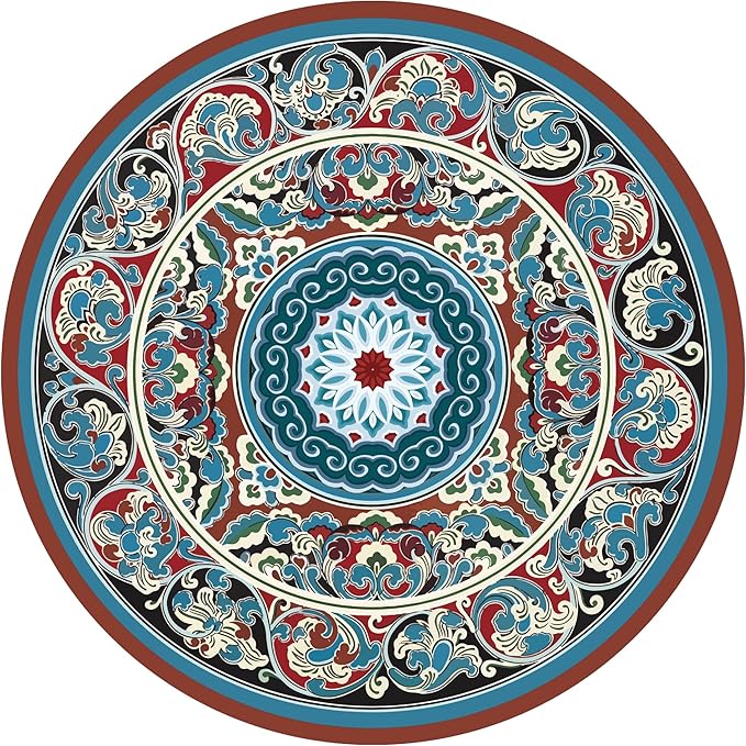 Knsbk Large Round Yoga Mat 4.6'X3.5mm for Exercise Premium Extra Thick, Ultra Comfortable, Non Slip, Meditation Mat - Bloomnest