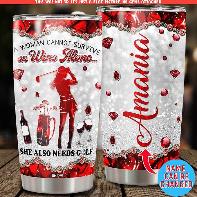 WAZONE Personalized Golf Player Tumbler 20oz 30oz Stainless Steel Custom Name Vacuum Insulated Travel Coffee Mug Novelty Cup Thermos Sporty Themed Gift Birthday Christmas for Women Friends - Bloomnest