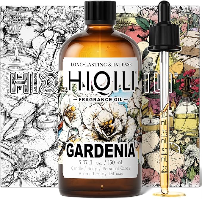 HIQILI Gardenia Fragrance Oil for DIY Candle, Soap & Perfume Making, Add to Essential Oil Diffuser, Body Wash, Long-Lasting - 5.07 Fl Oz - Bloomnest