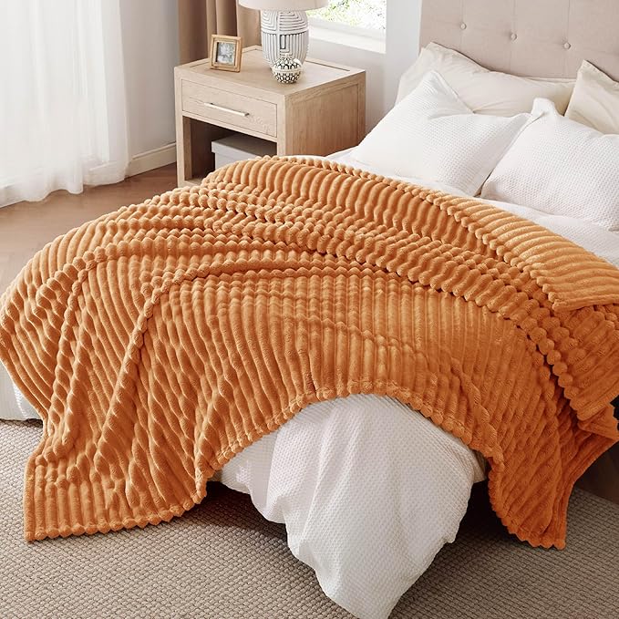 Bedsure GentleSoft Orange California King Size Blanket for Couch - Cozy Soft Fall Blankets for Women, Cute Small Fleece Throws for Girls, 102x96 Inches - Bloomnest