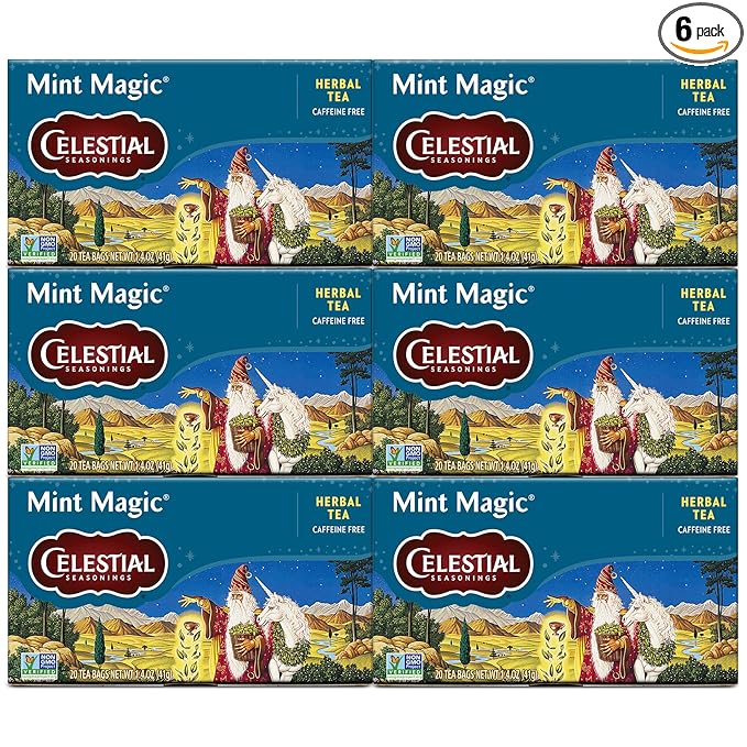 Celestial Seasonings Herbal Tea, Mint Magic,Caffeine Free, 20 tea bags (Pack of 6) - Bloomnest