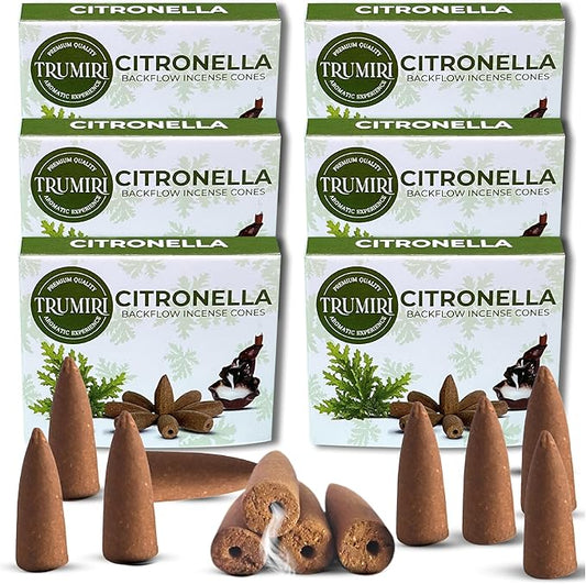 Citronella Backflow Incense Cones - 60 TotalIncense Waterfall Cones - 6 Packs (10 Each) TRUMIRI