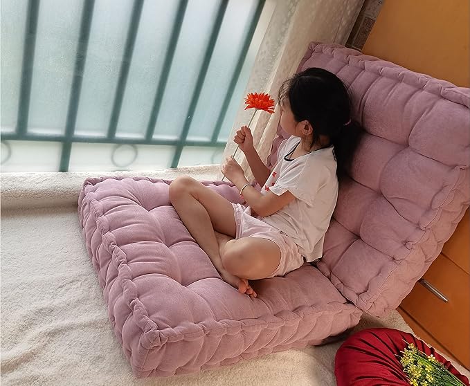 Verpert Floor Pillow 25x25 Inch Square Meditation Cushion Floor Seating for Adults Oversized Tufted seat Cushion Reading Nook for Kids, Yoga Meditation Pillow for Sitting on Floor (Purple)