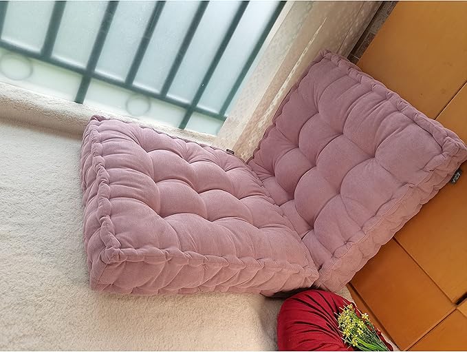 Verpert Floor Pillow 25x25 Inch Square Meditation Cushion Floor Seating for Adults Oversized Tufted seat Cushion Reading Nook for Kids, Yoga Meditation Pillow for Sitting on Floor (Purple)