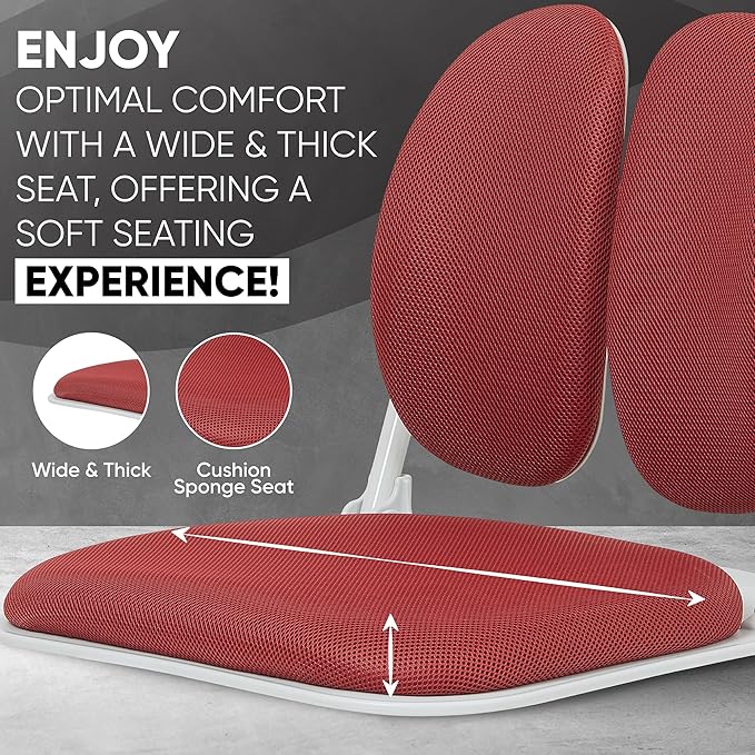 【Made in Korea】 Dual-Backrests Ergonomic Floor Chair with Back Support - Meditation Chair, Floor Gaming Chair, Reading Chair, Floor Chairs for Adults, Foldable Chair (Red)