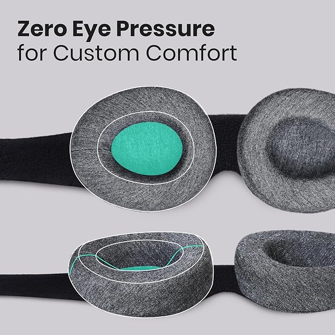 Manta Sleep Mask - 100% Light Blocking, Adjustable Sleeping Mask with Detachable Eye Cups, Ultra Comfortable for Women & Men, Zero Pressure on Lashes, Perfect for Travel/Shift Work