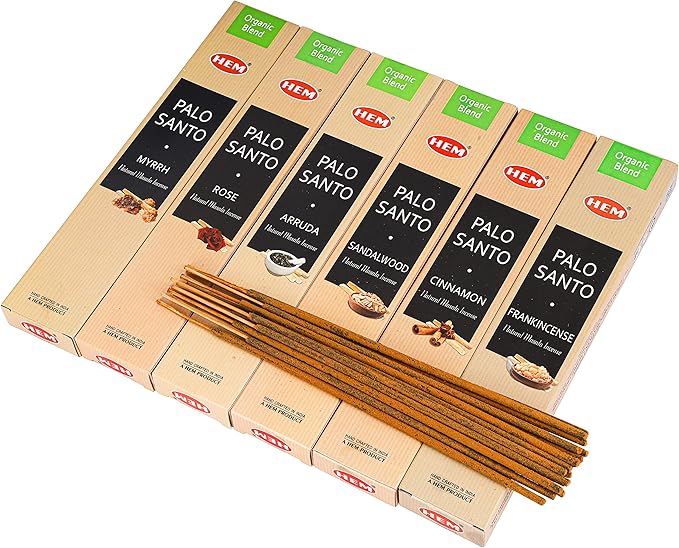 Hem Assorted Incense Sticks Variety 6 Packs x 15 GMS - Aromatherapy Insence for Air Purifier,Insents Stick Gift Set, Perfect for Meditation and Relaxation (Palo Santo) BluSpirits