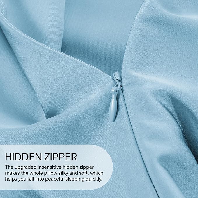 INFIIXSO Body Pillow Cover with Zipper, Luxury Mulberry Silk Body Pillow Case 20x54 Inches, Ultra Smooth and Soft Cooling Long Pillowcase, Gift for Women, Men(Light Blue) - Bloomnest