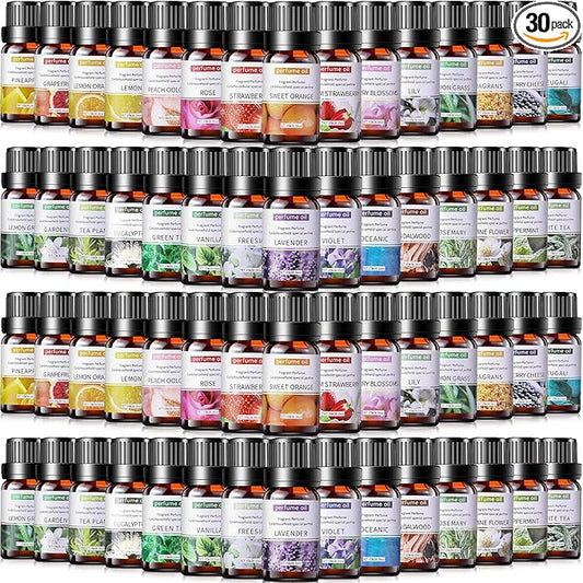 Nuanchu 30 Essential Oils Set 10ml Natural Essential Oils Aromatherapy Kit for Diffuser Humidifier Aromatherapy-Oils for Candle Bath Bombs Making - Bloomnest