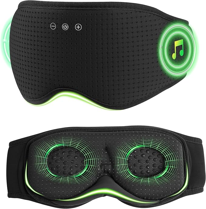 MUSICOZY Sleep Headphones with Bluetooth 5.4 Sleep Mask, Removable 3D Eye Cups for Zero Pressure Comfort, Wireless Bluetooth Eye Mask for Sleeping with Timer - Bloomnest