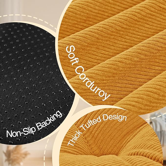 Floor Cushions for Adults Floor Pillows for Sitting Large Square Tufted Meditation Pillows Memory Foam 2 Pcs, 22" x 22", Orange Yellow - Bloomnest