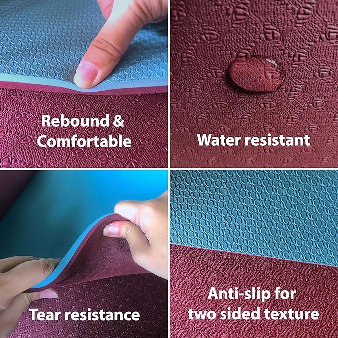 Extra Thick Exercise Yoga Mat with Strap - 2/5 Inch (10MM), Non-Slip Workout Mat for Yoga, Pilates, and Floor Exercises - Bloomnest