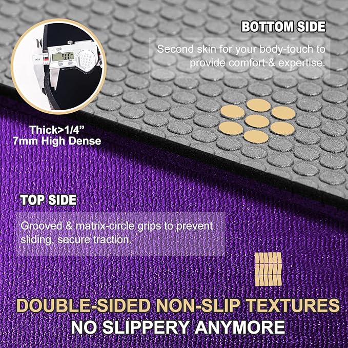 GXMMAT Large Exercise Mat 6'x4'/6'x5'/6'x6'(7mm), Thick Workout Mats for Home Gym Flooring, Extra Wide Non-Slip Durable Cardio Mat, Shoe Friendly, Perfect for Plyo, MMA, Jump Rope, Weights, Fitness - Bloomnest