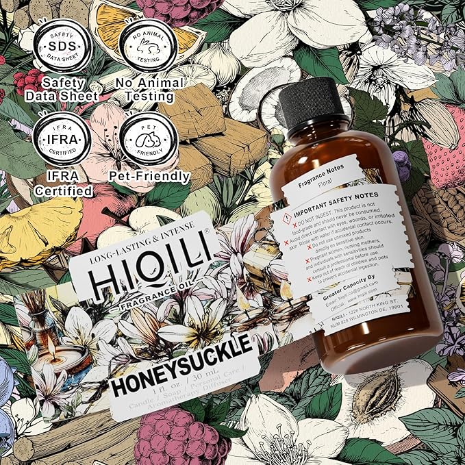 HIQILI Honeysuckle Fragrance Oil for Home Diffuser, Prefect for Candle & Soap Making, Relaxation, Beautiful Gifts - 1 Fl Oz - Bloomnest