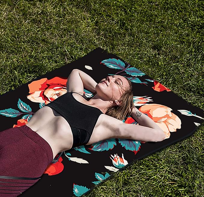 nuveti Yoga Mat Print Extra Thick TPE Non Slip Fitness Exercise Mat with Carrying Bag,72"x24" Extra Thick 6MM Exercise & Workout Mat for Yoga, Pilates Fitness and Floor Exercises - Bloomnest